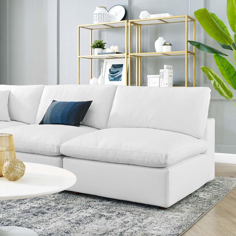 Commix Down Filled Overstuffed Vegan Leather 5-Piece Sectional Sofa - White EEI-4919-WHI. Picture 9