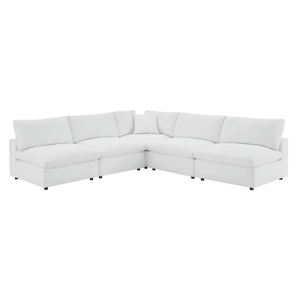 Commix Down Filled Overstuffed Vegan Leather 5-Piece Sectional Sofa - White EEI-4919-WHI. The main picture.