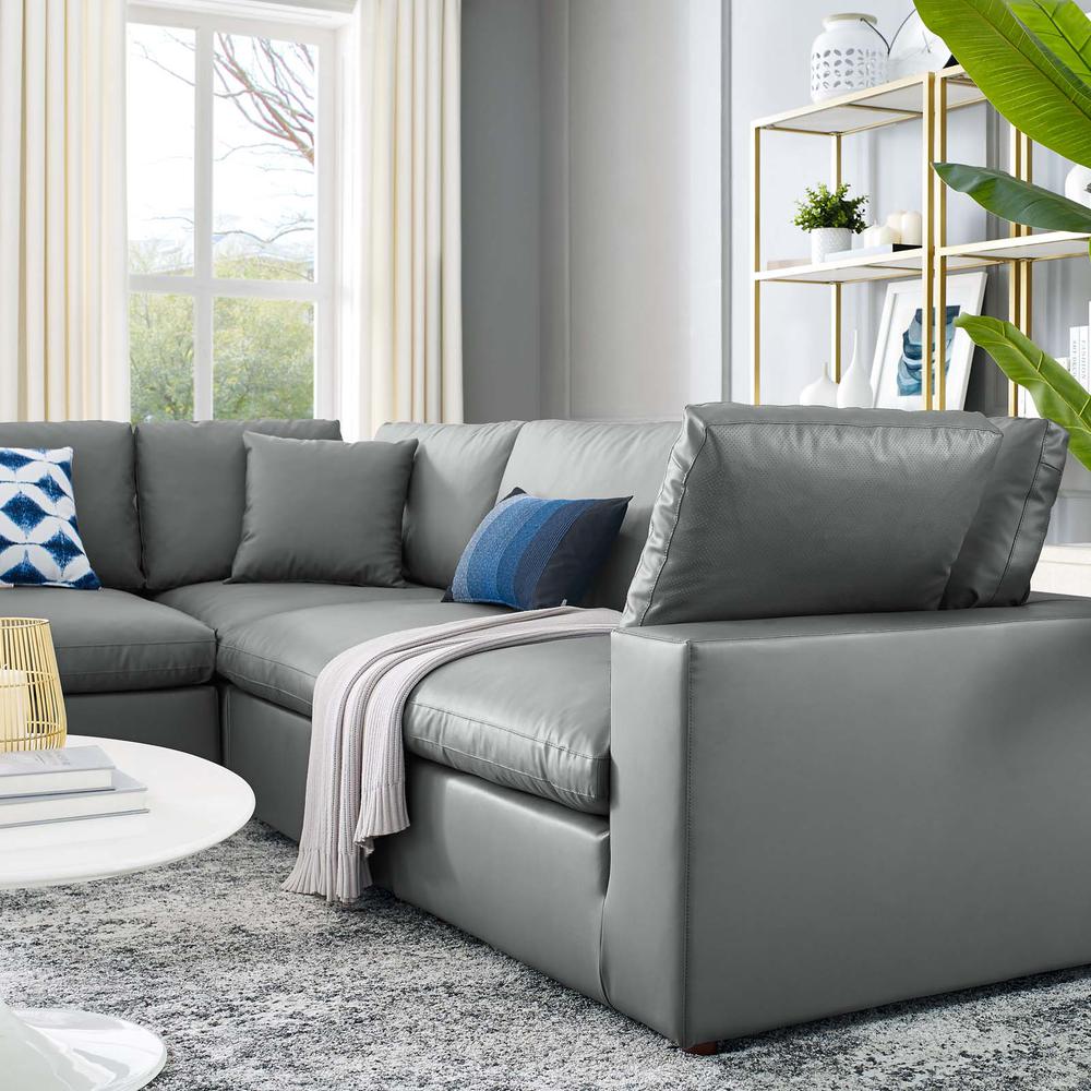 Commix Down Filled Overstuffed Vegan Leather 5-Piece Sectional Sofa. Picture 9