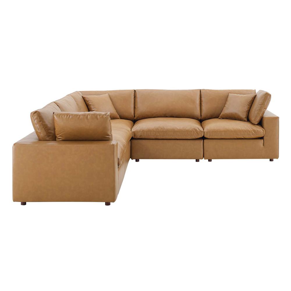 Commix Down Filled Overstuffed Vegan Leather 5-Piece Sectional Sofa - Tan EEI-4920-TAN. The main picture.