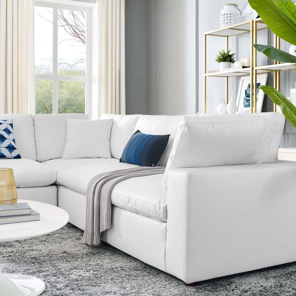 Commix Down Filled Overstuffed Vegan Leather 5-Piece Sectional Sofa - White EEI-4920-WHI. Picture 9