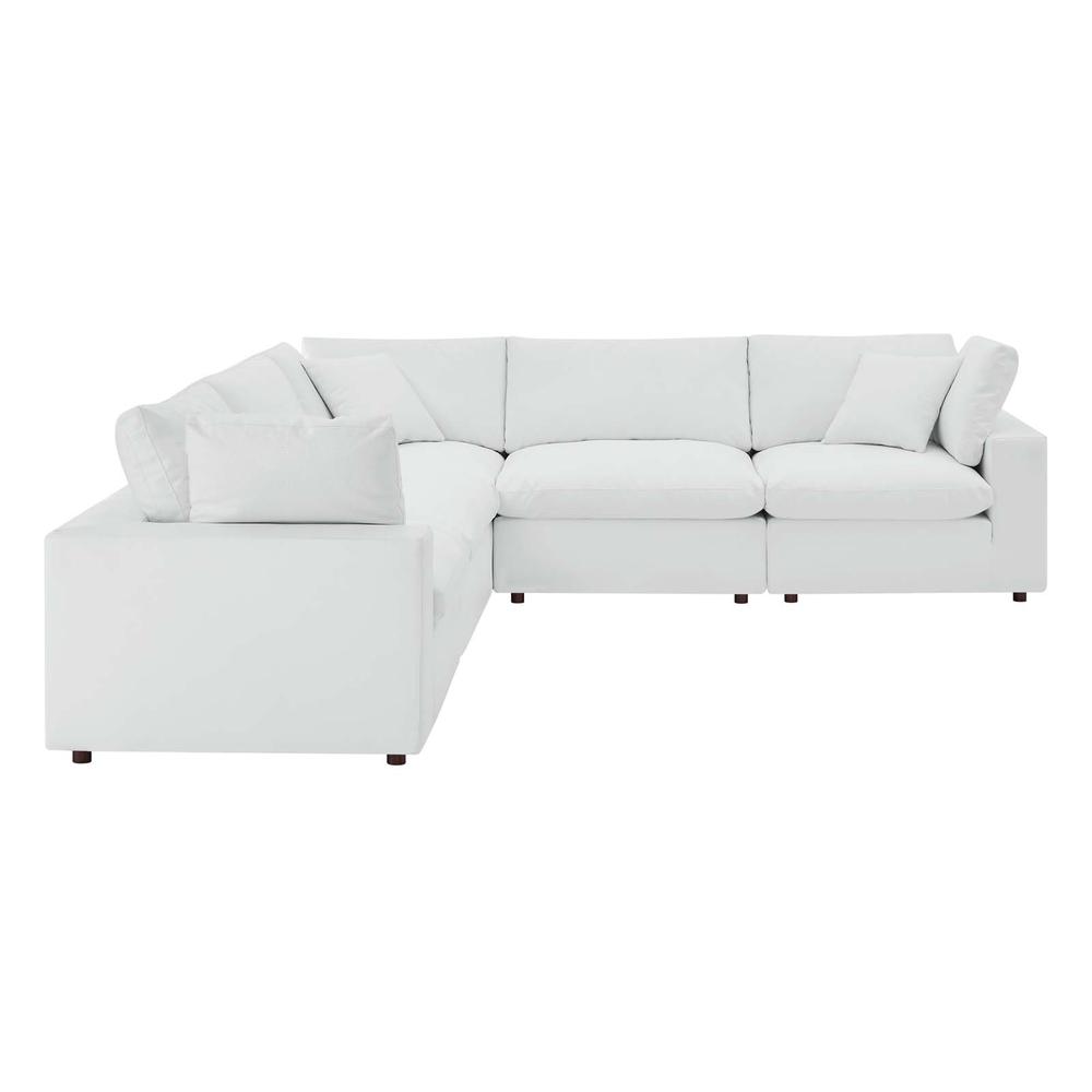 Commix Down Filled Overstuffed Vegan Leather 5-Piece Sectional Sofa - White EEI-4920-WHI. The main picture.