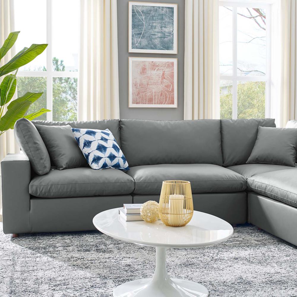 Commix Down Filled Overstuffed Vegan Leather 6-Piece Sectional Sofa - Gray EEI-4921-GRY. Picture 9