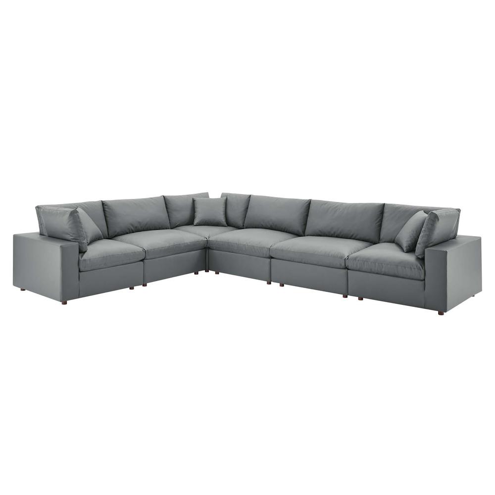 Commix Down Filled Overstuffed Vegan Leather 6-Piece Sectional Sofa - Gray EEI-4921-GRY. Picture 1
