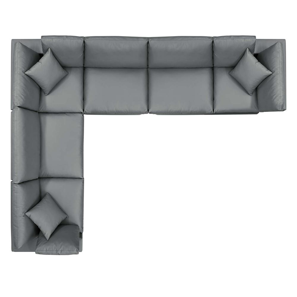 Commix Down Filled Overstuffed Vegan Leather 6-Piece Sectional Sofa - Gray EEI-4921-GRY. Picture 2