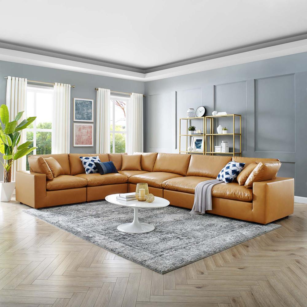 Commix Down Filled Overstuffed Vegan Leather 6-Piece Sectional Sofa. Picture 10