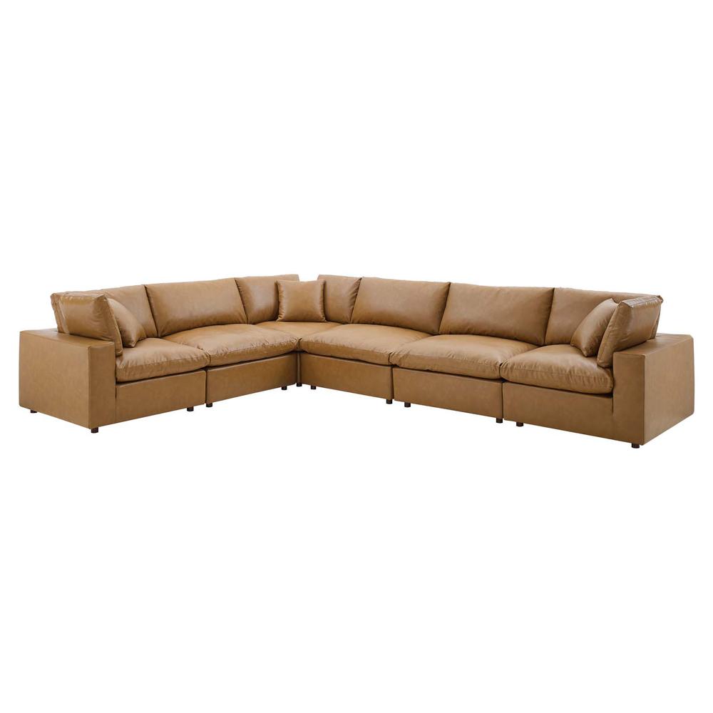 Commix Down Filled Overstuffed Vegan Leather 6-Piece Sectional Sofa. Picture 1