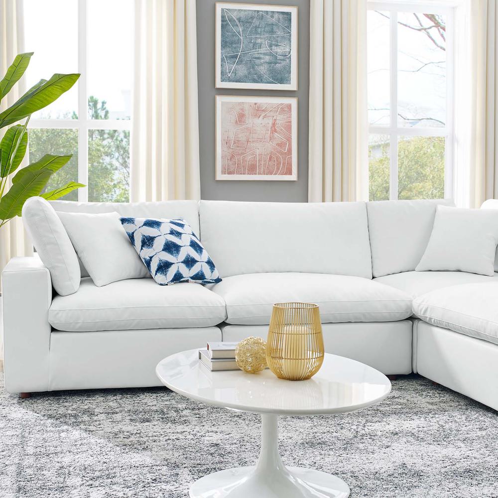 Commix Down Filled Overstuffed Vegan Leather 6-Piece Sectional Sofa - White EEI-4921-WHI. Picture 9