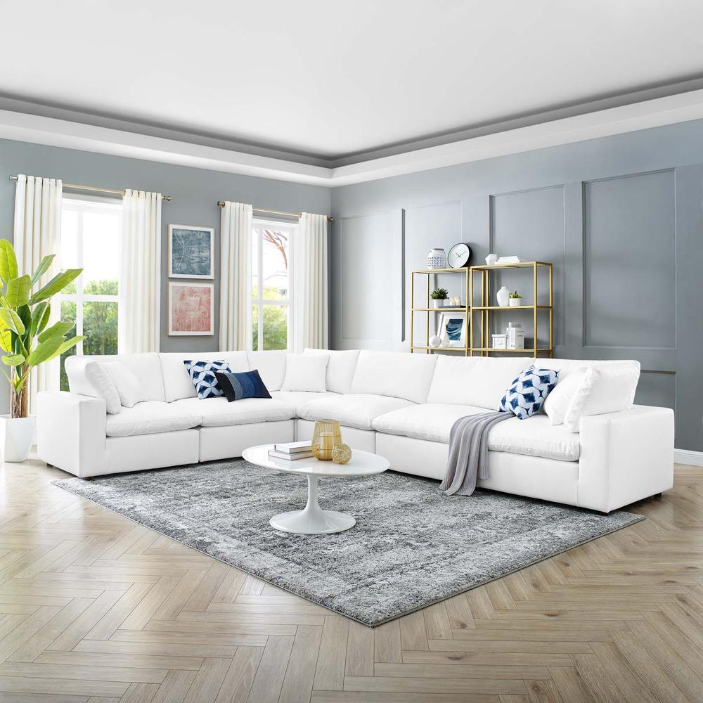 Commix Down Filled Overstuffed Vegan Leather 6-Piece Sectional Sofa - White EEI-4921-WHI. Picture 10