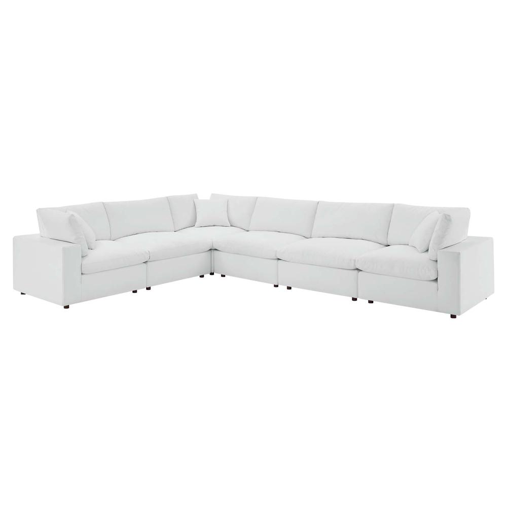 Commix Down Filled Overstuffed Vegan Leather 6-Piece Sectional Sofa - White EEI-4921-WHI. Picture 1