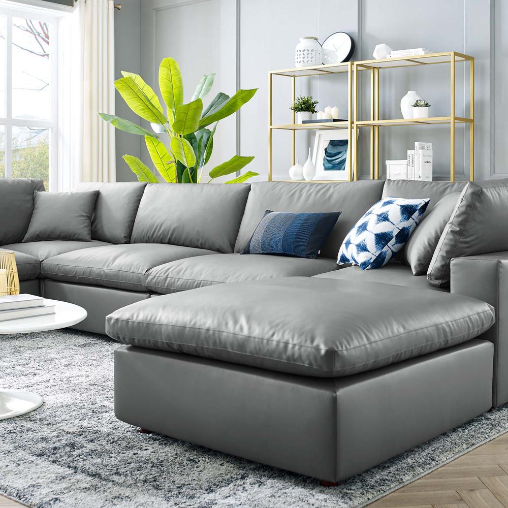Commix Down Filled Overstuffed Vegan Leather 7-Piece Sectional Sofa - Gray EEI-4922-GRY. Picture 12