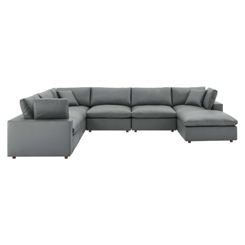 Commix Down Filled Overstuffed Vegan Leather 7-Piece Sectional Sofa - Gray EEI-4922-GRY. Picture 1