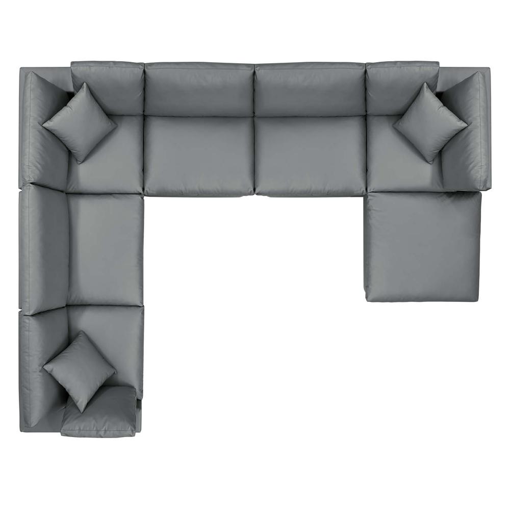 Commix Down Filled Overstuffed Vegan Leather 7-Piece Sectional Sofa - Gray EEI-4922-GRY. Picture 2