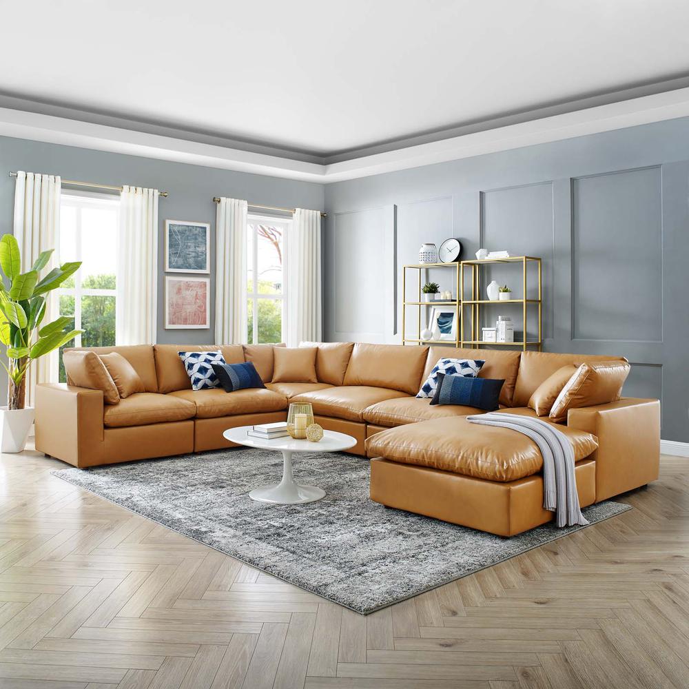 Commix Down Filled Overstuffed Vegan Leather 7-Piece Sectional Sofa - Tan EEI-4922-TAN. Picture 13