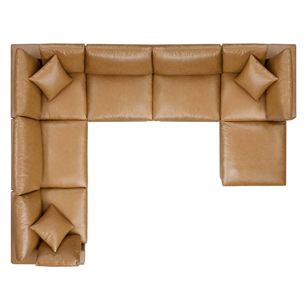 Commix Down Filled Overstuffed Vegan Leather 7-Piece Sectional Sofa - Tan EEI-4922-TAN. Picture 2