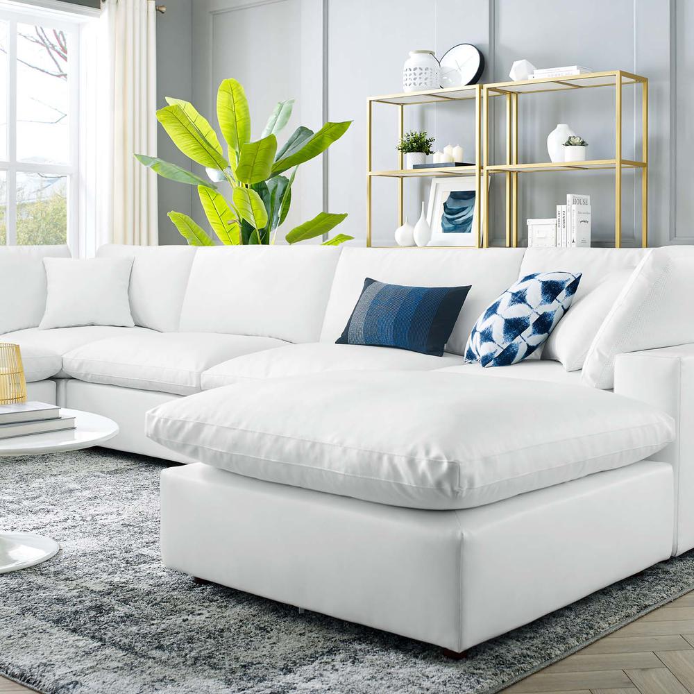 Commix Down Filled Overstuffed Vegan Leather 7-Piece Sectional Sofa - White EEI-4922-WHI. Picture 12