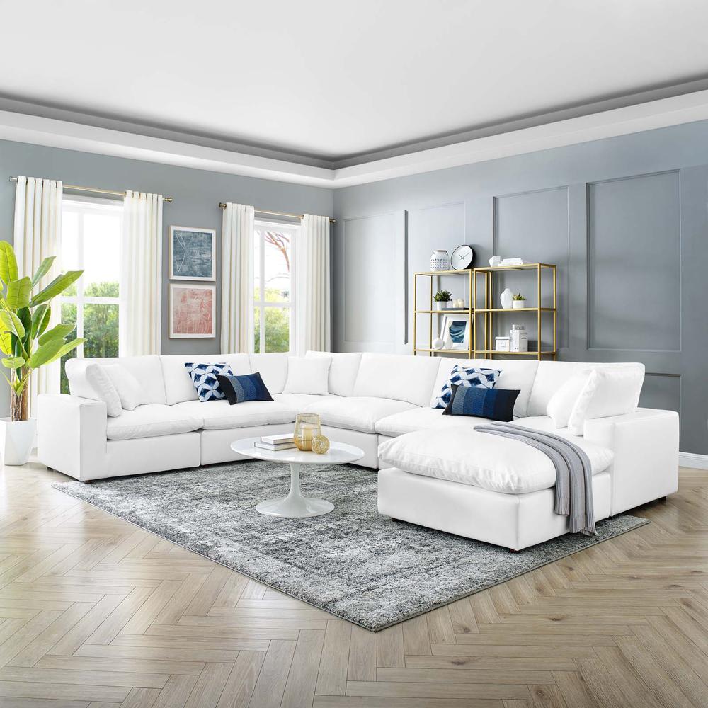 Commix Down Filled Overstuffed Vegan Leather 7-Piece Sectional Sofa - White EEI-4922-WHI. Picture 13