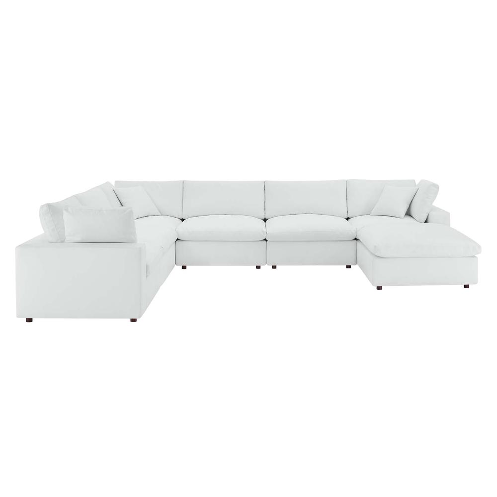 Commix Down Filled Overstuffed Vegan Leather 7-Piece Sectional Sofa - White EEI-4922-WHI. Picture 1