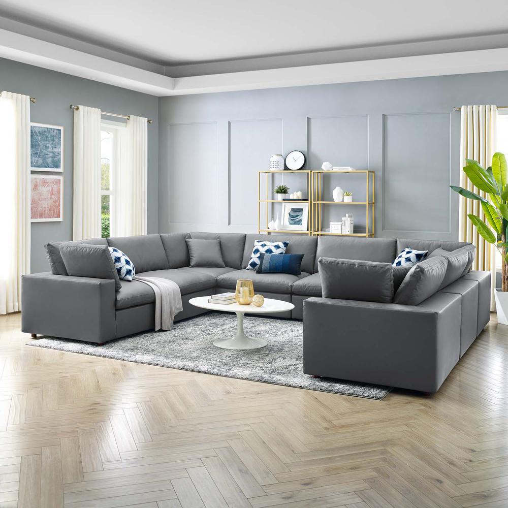 Commix Down Filled Overstuffed Vegan Leather 8-Piece Sectional Sofa - Gray EEI-4923-GRY. Picture 10