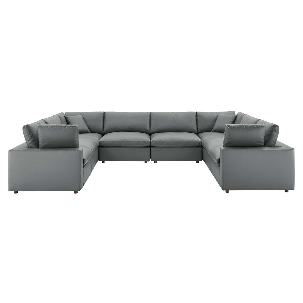 Commix Down Filled Overstuffed Vegan Leather 8-Piece Sectional Sofa - Gray EEI-4923-GRY. Picture 1