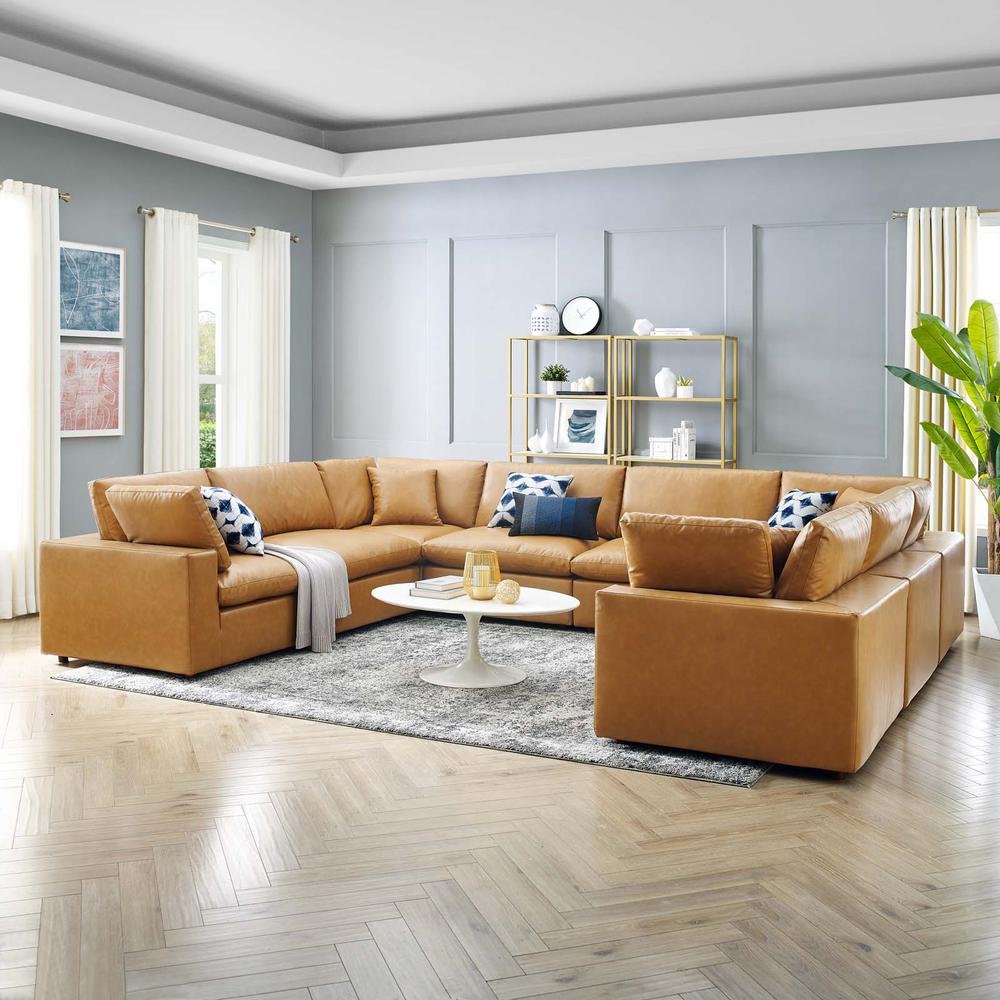 Commix Down Filled Overstuffed Vegan Leather 8-Piece Sectional Sofa. Picture 10