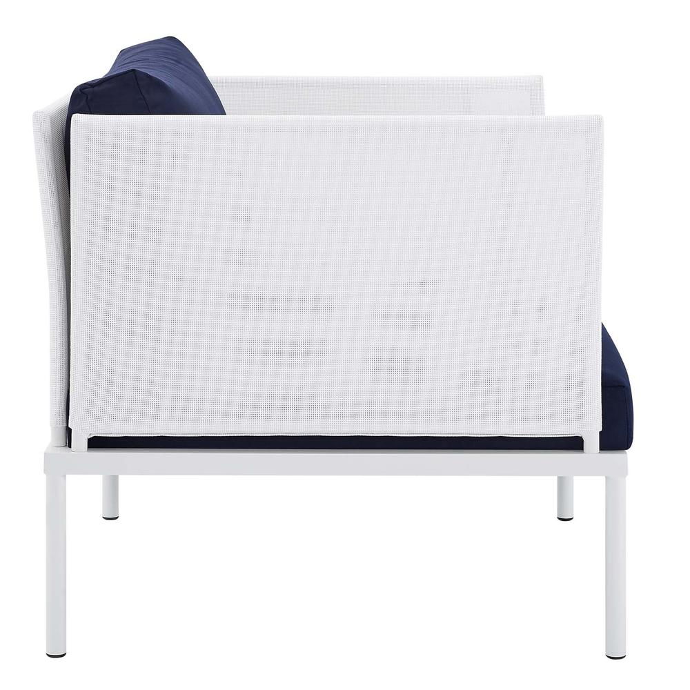 Harmony 5-Piece  Sunbrella® Outdoor Patio Aluminum Furniture Set - White Navy EEI-4924-WHI-NAV-SET. Picture 6