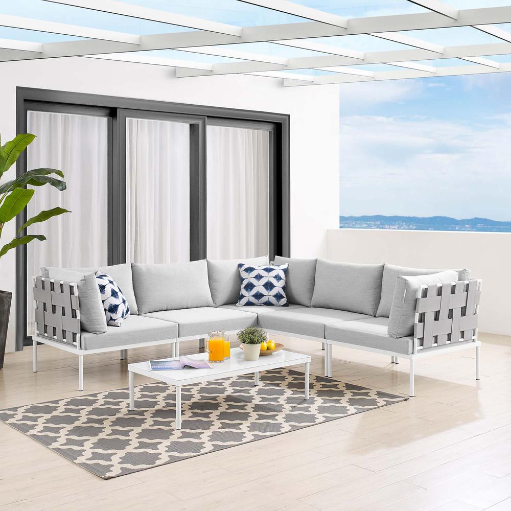 Harmony 6-Piece  Sunbrella Outdoor Patio Aluminum Sectional Sofa Set. Picture 12