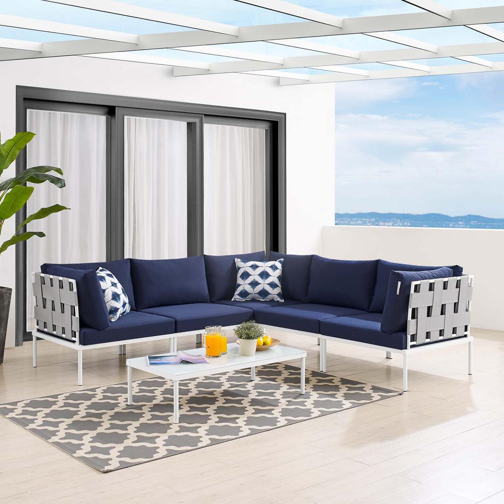 Harmony 6-Piece  Sunbrella Outdoor Patio Aluminum Sectional Sofa Set. Picture 12