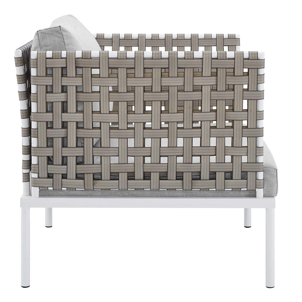 Harmony 6-Piece  Sunbrella Basket Weave Outdoor Patio Aluminum Seating Set. Picture 3