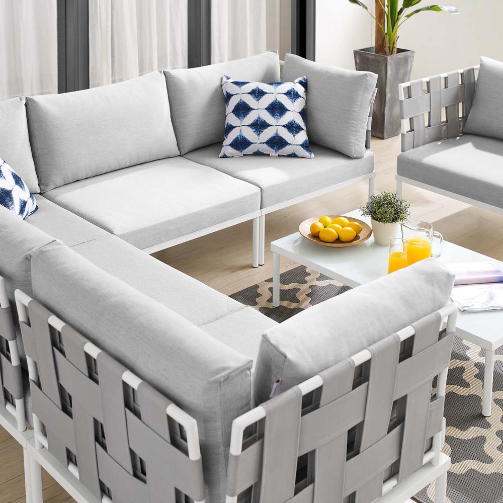 Harmony 7-Piece  Sunbrella® Outdoor Patio Aluminum Sectional Sofa Set - Gray Gray EEI-4937-GRY-GRY-SET. Picture 14