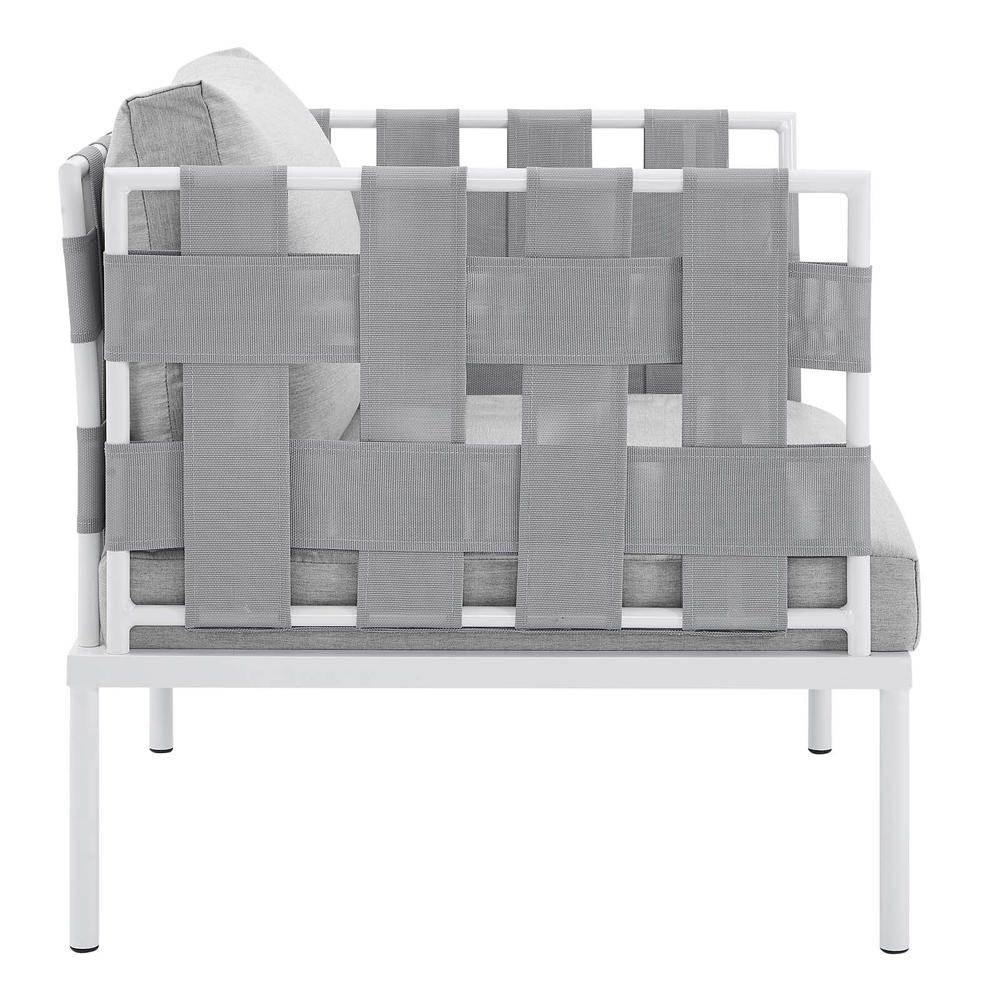 Harmony 7-Piece  Sunbrella® Outdoor Patio Aluminum Sectional Sofa Set - Gray Gray EEI-4937-GRY-GRY-SET. Picture 3