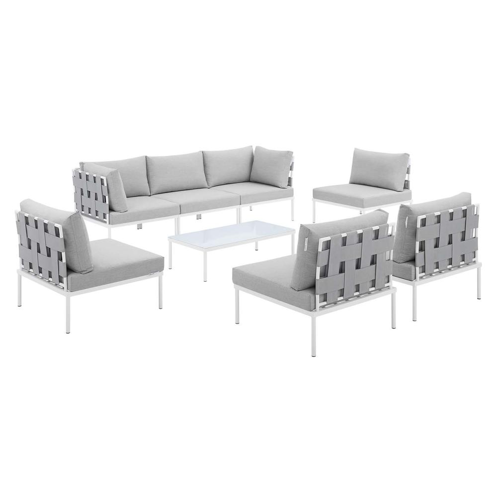 Harmony 8-Piece  Sunbrella Outdoor Patio All Mesh Sectional Sofa Set. Picture 1