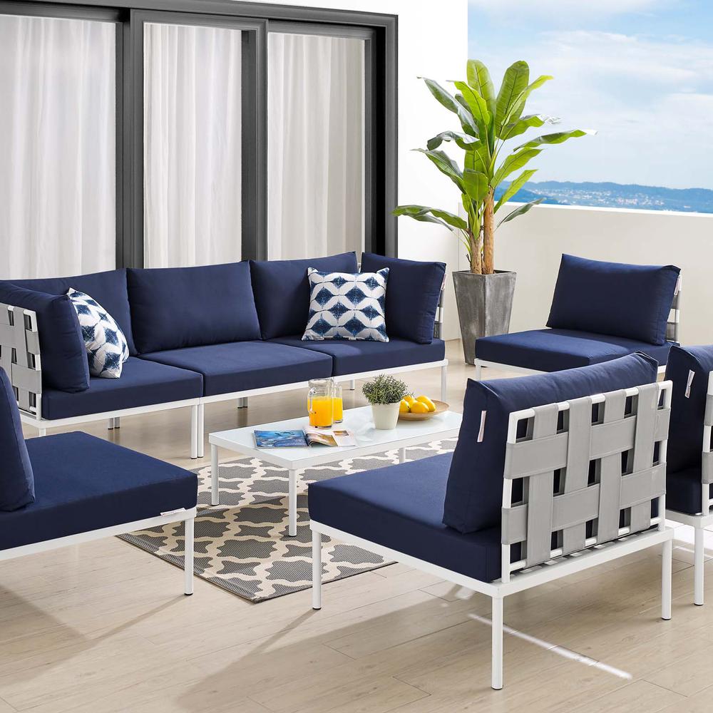 Harmony 8-Piece  Sunbrella Outdoor Patio All Mesh Sectional Sofa Set. Picture 11