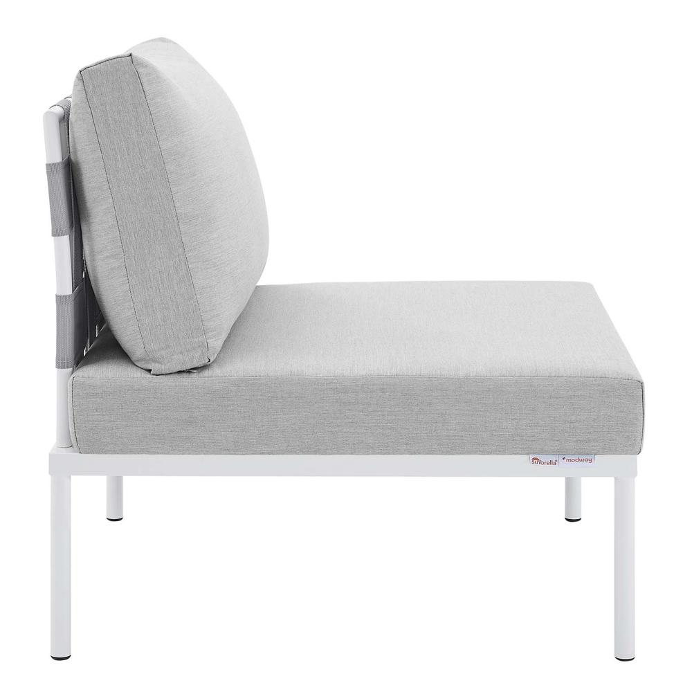 Harmony Sunbrella® Outdoor Patio Aluminum Armless Chair - Gray Gray EEI-4960-GRY-GRY. Picture 2