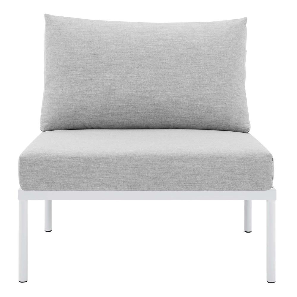 Harmony Sunbrella® Outdoor Patio Aluminum Armless Chair - Gray Gray EEI-4960-GRY-GRY. Picture 4