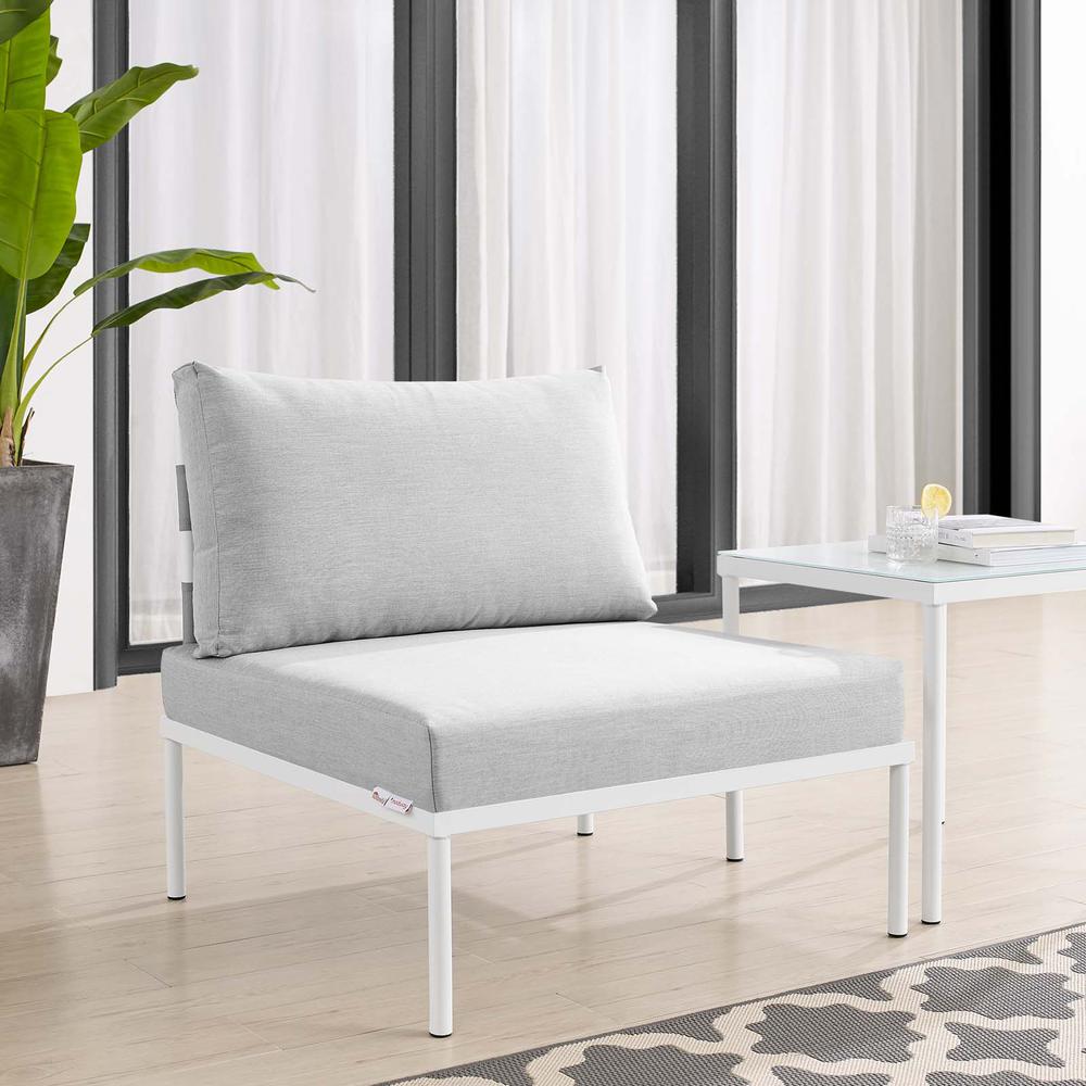 Harmony Sunbrella® Outdoor Patio Aluminum Armless Chair - Gray Gray EEI-4960-GRY-GRY. Picture 8
