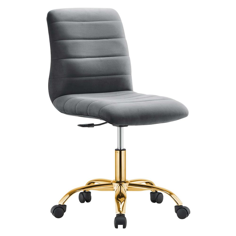 Ripple Armless Performance Velvet Office Chair. Picture 1