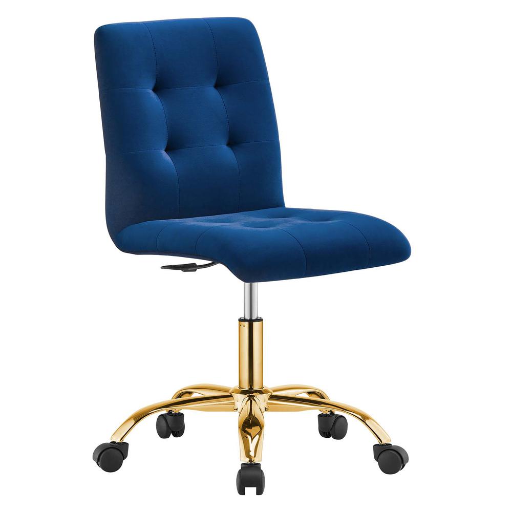 Prim Armless Performance Velvet Office Chair. Picture 1