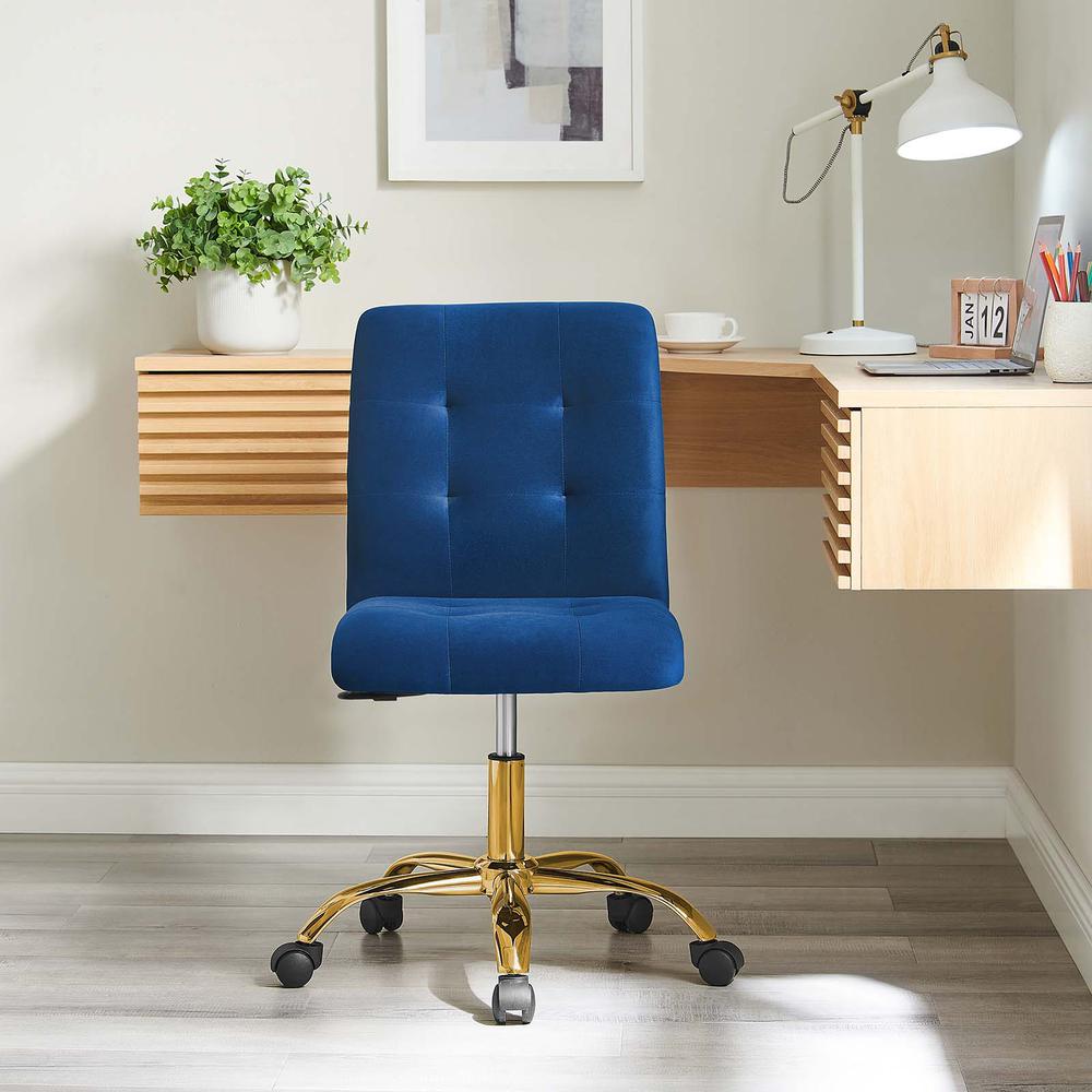Prim Armless Performance Velvet Office Chair. Picture 8