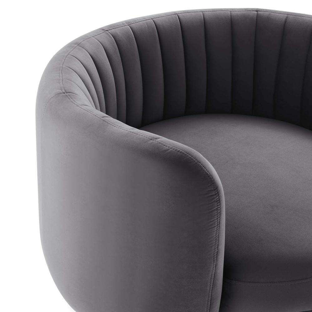 Embrace Tufted Performance Velvet Swivel Chair. Picture 4
