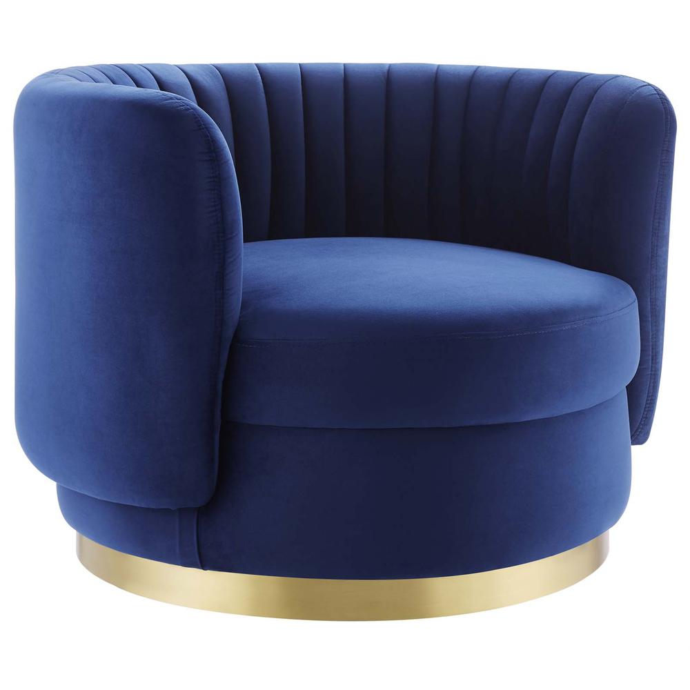 Embrace Tufted Performance Velvet Swivel Chair. Picture 1