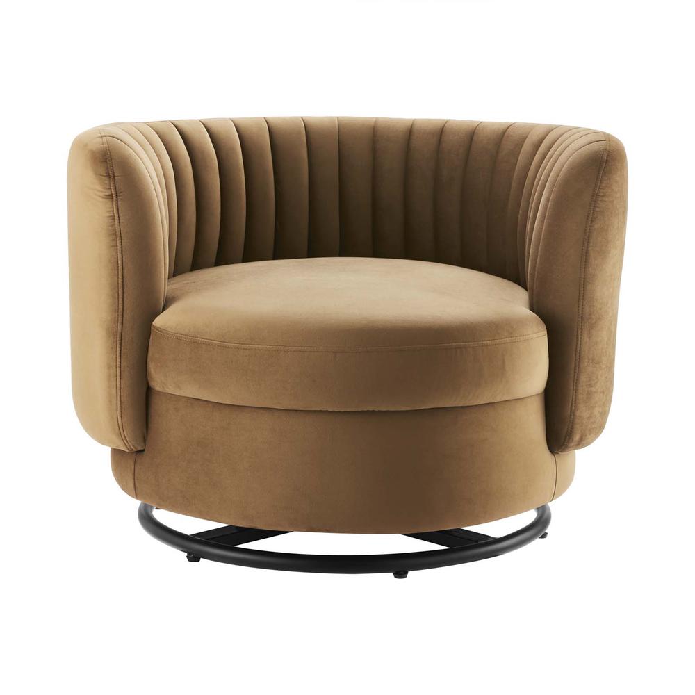 Embrace Tufted Performance Velvet Swivel Chair. Picture 5
