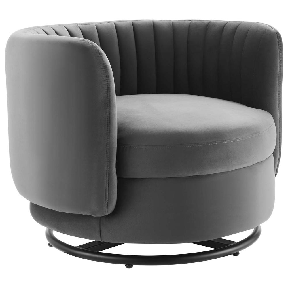 Embrace Tufted Performance Velvet Swivel Chair. Picture 1