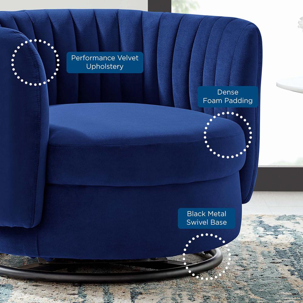 Embrace Tufted Performance Velvet Swivel Chair. Picture 6
