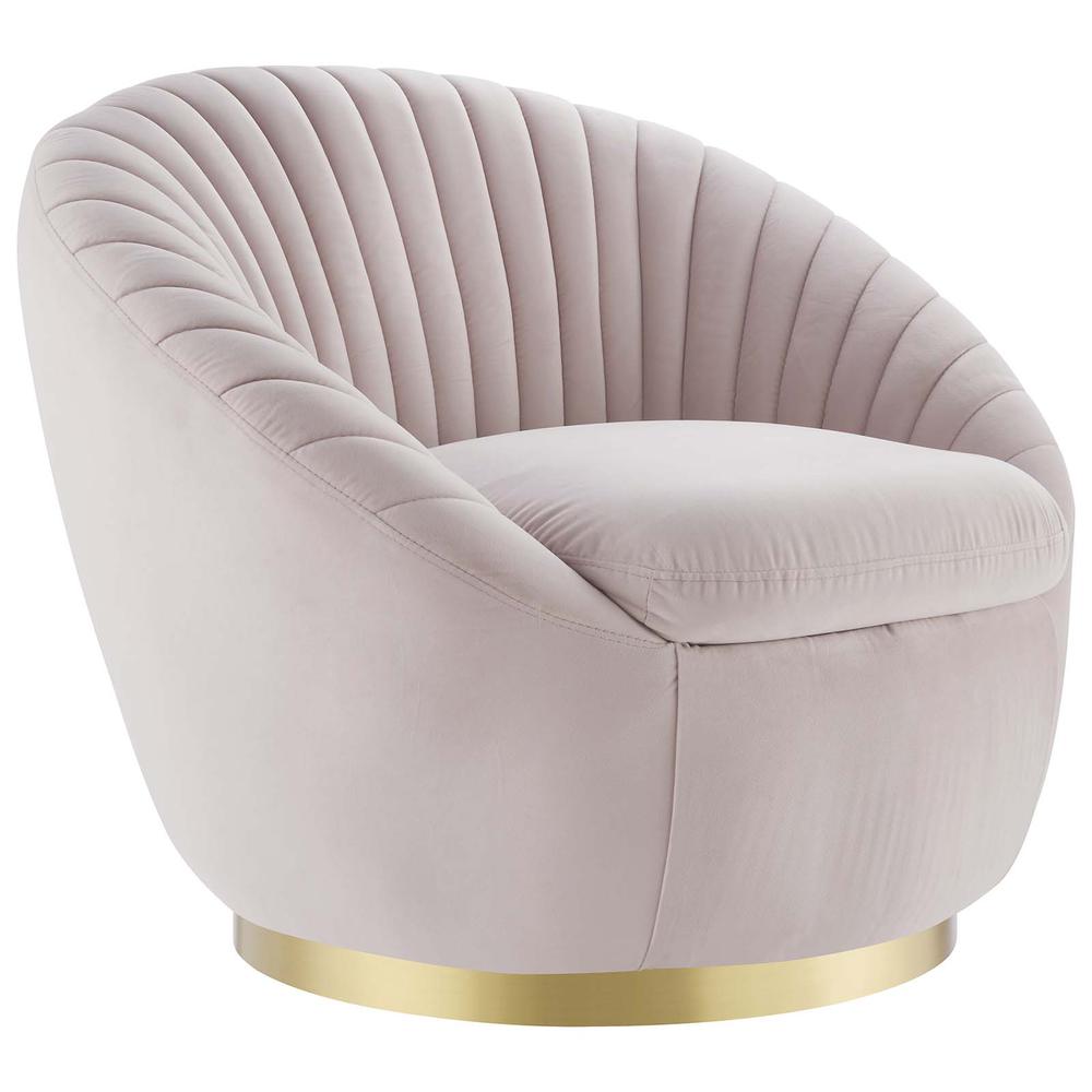 Whirr Tufted Performance Velvet Performance Velvet Swivel Chair - Gold Pink EEI-5002-GLD-PNK. Picture 1