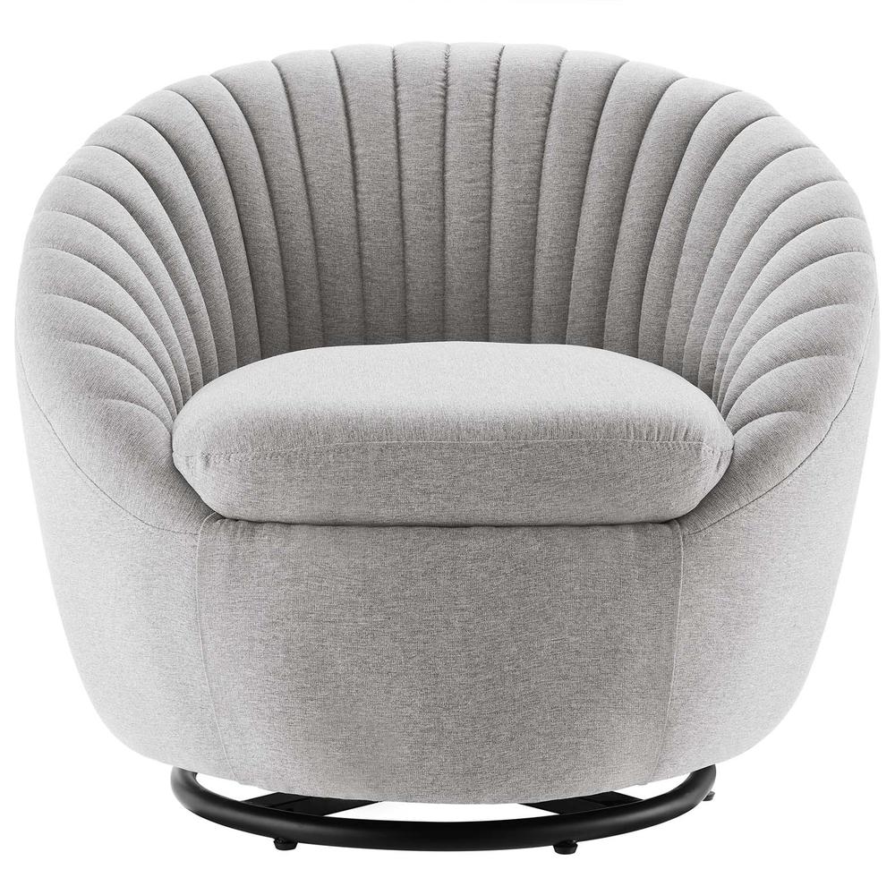 Whirr Tufted Fabric Fabric Swivel Chair - Black Light Gray EEI-5003-BLK-LGR. Picture 5