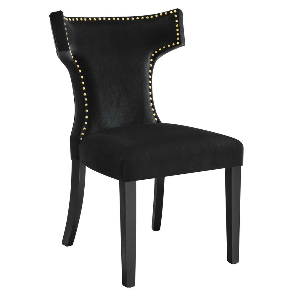 Curve Performance Velvet Dining Chairs - Set of 2. Picture 2