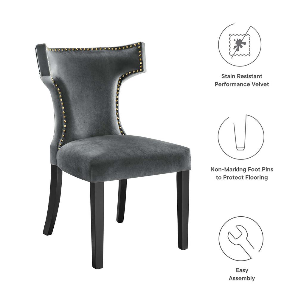 Curve Performance Velvet Dining Chairs - Set of 2. Picture 8