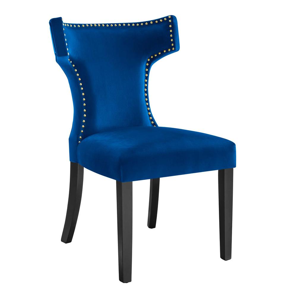 Curve Performance Velvet Dining Chairs - Set of 2. Picture 2