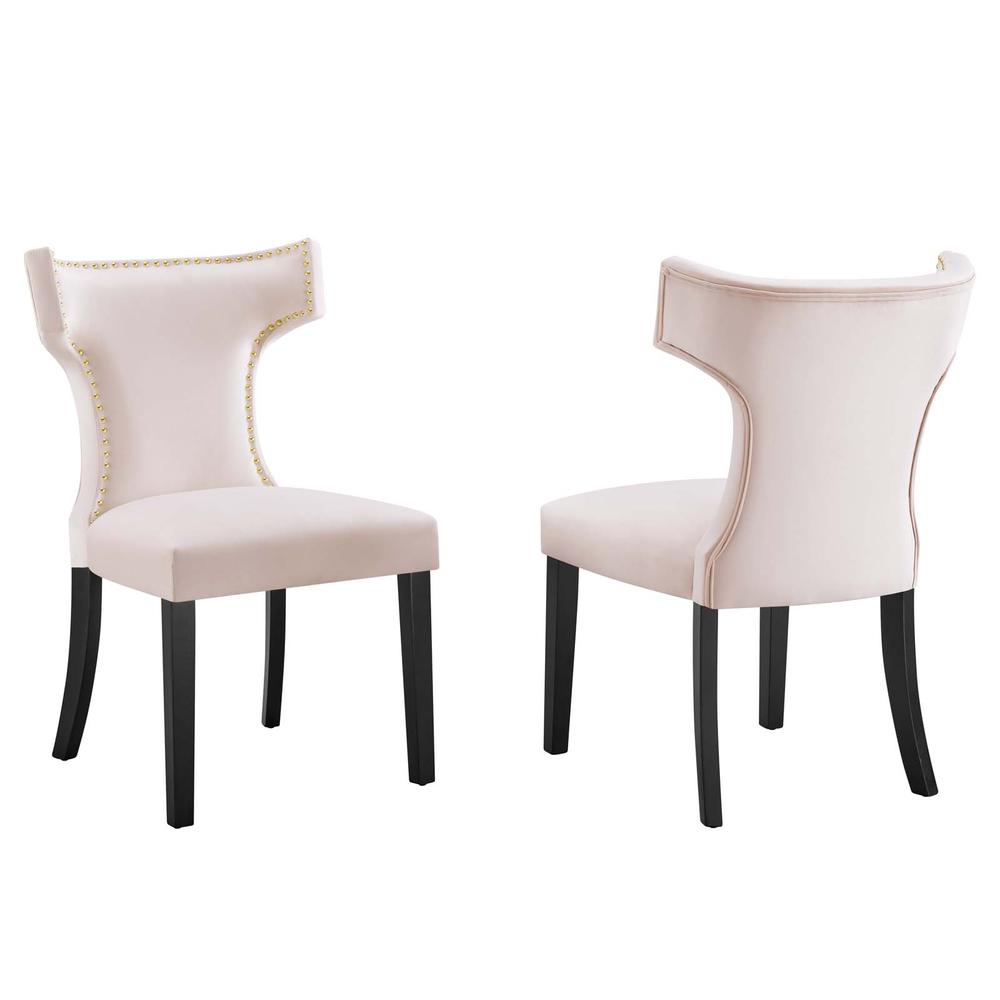 Curve Performance Velvet Dining Chairs - Set of 2. Picture 1